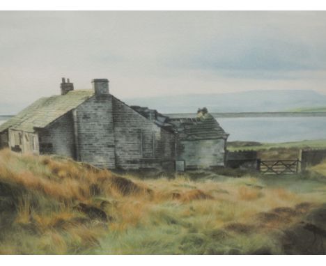 A watercolour, Barry Tomlinson, Moorland scene Ashworth, signed and dated, and attributed verso, 30 x 40cm, plus frame and gl