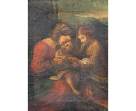 After Correggio (c.1489-1534) "The Mystic Marriage of Saint Catherine" Oil on canvas, 28.5cm by 20.5cm   A 19th century paint