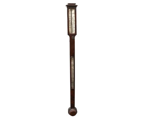 A Mahogany Stick Barometer, Signed Davis, 65 Bold Street, Liverpool, Circa 1860, single vernier ivory dial signed, thermomete