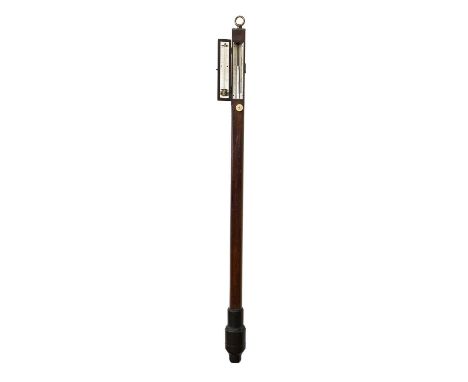 A Mahogany Ships Barometer, signed Bate, Liverpool, circa 1800, concealed mercury tube with a single silvered vernier dial si