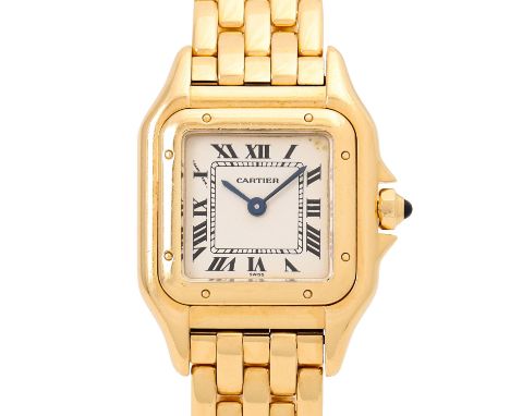 CARTIER Neo-Vintage Panthere SM Damen Armbanduhr, Ref. 8057917. Ca. 1990er Jahre. Gelbgold 18K. Quartz-Werk mit neuer Batteri