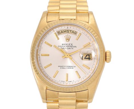 ROLEX Vintage Day-Date Herren Armbanduhr, Ref. 18038. LC100 aus 1979. Gold 18K, Serien Nr. 5952XXX. Automatik-Werk, Kaliber 3