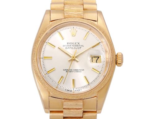 ROLEX seltene Vintage Datejust 36 "Florentine", Ref. 1611. Ca. 1972. Roségold 18K, Lünette mit Florentiner Muster, President-