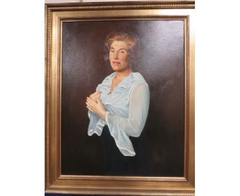 JOHN EDWARDS (XX). Portrait of Doreen Cooper, signed lower left, oil on canvas, gilt framed, 89 x 70 cm
