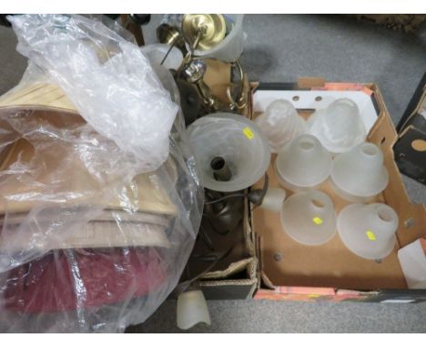 Two trays of assorted light fittings and accessories 