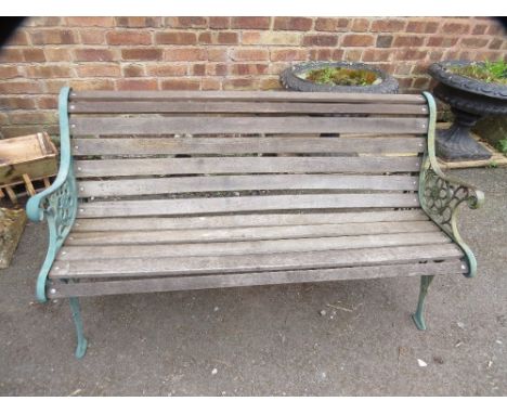 A cast iron &amp; hardwood garden bench 