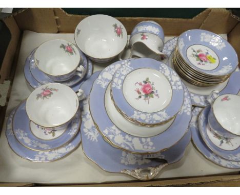 A tray of Spode Maritime Rose tea ware 