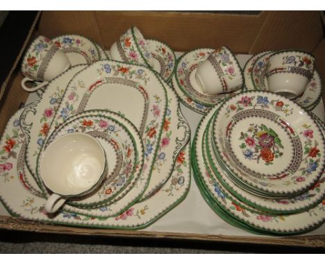 A tray of Spode Chinese Rose tea ware 
