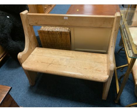 An antique pine open bench W 98 cm 