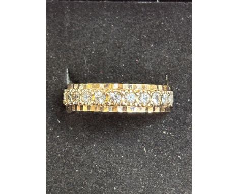 9ct gold full eternity ring set with white stones, size R, 3.8grams