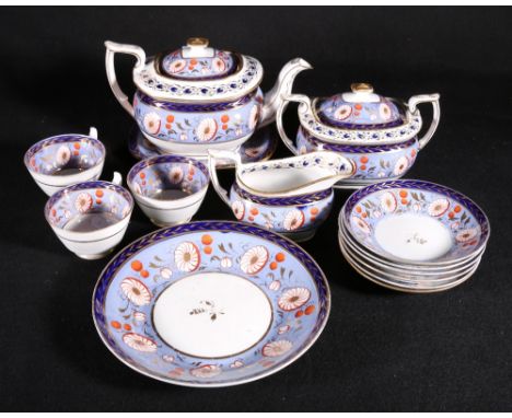 Victorian Newhall gilt porcelain London shape thirteen-piece part tea service, pat.no. 1533, circular printed mark, including