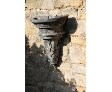 A conical lead down pipe hopper moulded with leaves, 43cm high CONDITION REPORT: Condition information is not usually provide