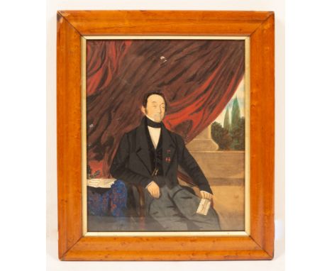 Attributed to Henry Treganowan/Portrait of James Polkinghorne/Portrait of his wife Ruth/both three-quarter length/extensive i