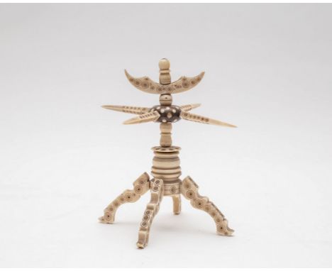 A French prisoner of war bone ring tree, 16cm high CONDITION REPORT: Condition information is not usually provided in the des