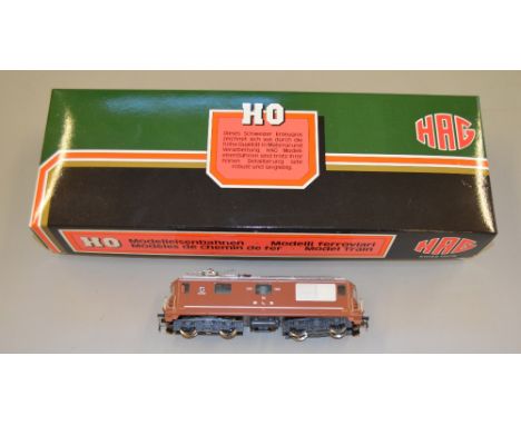 H0 Scale:- HAG 181.(Swiss Made) Re 4/4  electric pantograph locomotive "Interlaken". Hard to find model E in VG box