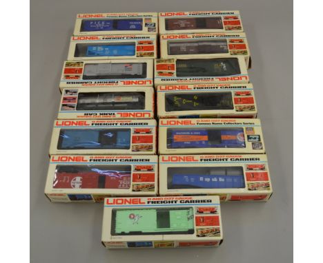 O Gauge, Lionel. 13 x Boxed Rolling stock, includes box cars, hopper & steel gondola. Various liveries. All G in F/G boxes.