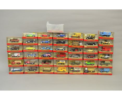 42x Matchbox Models of Yesterday including: Y-28 Unic Taxi; Y-31 1931 Morris Courier Joseph Rank Ltd; Y-27 1922 Foden Steam W