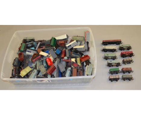 OO Gauge Approx 80 x unboxed wagons. Various manufacturers. Includes brake vans, hopper wagons, coal wagons, etc. Overall F
