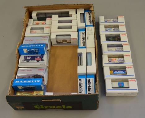 H0 Scale Marklin, 29 x boxed rolling stock:- Includes tank wagons, box cars, limited edition tin box packaged items, etc. All