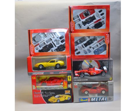 Seven diecast model vehicles including: Mattel Hot Wheels; Maisto; Schuco; Revell etc. All boxed, overall G-VG (7)