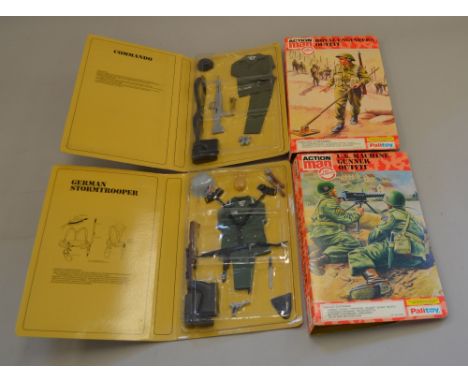 Four Palitoy Action Man The Soldiers Outfits, all bubble sealed, only some slight creases to cards: Royal Engineer- VG; U.S. 