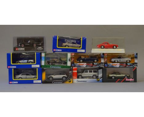 11x Assorted diecast model vehicles including: Corgi TY91062 Mercedes SLK; Newray NR519 1955 Mercedes-Benz 300S Cabriolet; So