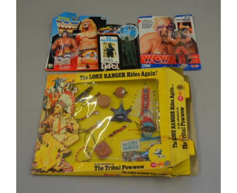 Marx Toys The Lone Ranger Rides Again...The Tribal Powwow, accessories- G, box F/P with tearing to flaps and some damage to c