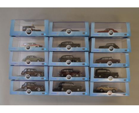 15x 1:43 scale Oxford Automobile Company diecast model vehicles. All Boxed, overall VG