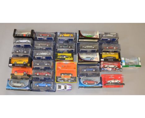 Quantity of assorted diecast model vehicles including: Maserati; Rastar; Solido; NewRay etc. All boxed/carded, overall G-VG (