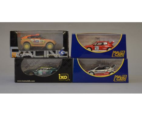 Four assorted diecast model racing cars including: IXO Models; Rally Car Collection; Solido. All boxed, overall G-VG (4)