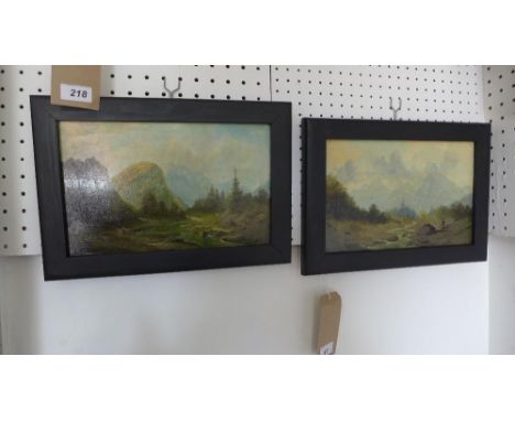 Early 20th century Austrian school, two mountainous landscape studies, oil on panel, both bear signatures lower left, 19 x 29