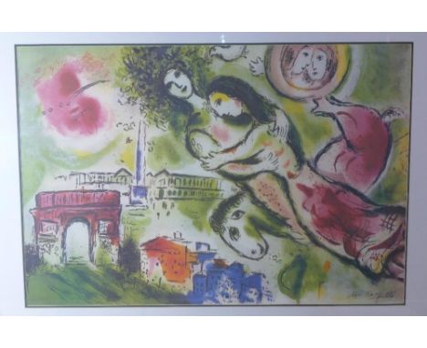 Marc Chagall (1887-1985) (After), 'Romeo and Juliet', offset lithograph, H.65cm W.85cm 
