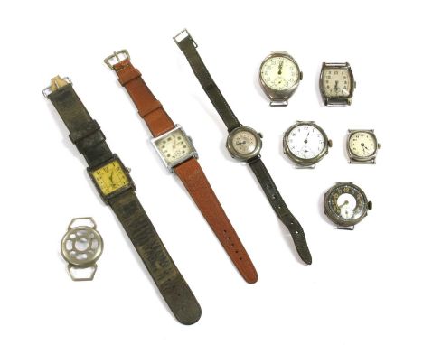 A quantity of watches, to include a silver manual wind watch, the dial marked Anglo Swiss Watch Co, Calvary, Calcutta, case m