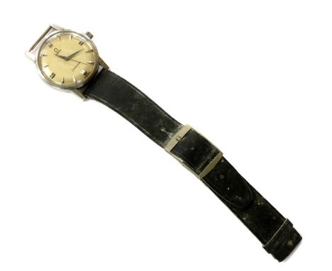 A stainless steel Omega 'Seamaster' mechanical strap watch, c.1960, 33mm diameter with a silvered dial, baton hour markers an