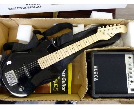 Eleca Junior electric guitar pack including practice amplifier, 30'' electric guitar, bag & book, etc.