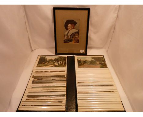 Postcard album & Macclesfield silk type portrait of a cavalier