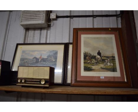 A pair of hunting prints entitled "Full Cry" and "Returning From The Hunt"; together with one other print "Returning Home"