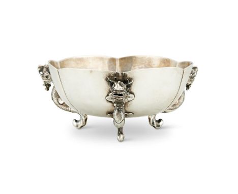 A CHINESE EXPORT SILVER HEXALOBED BOWL BY WANG HING & CO.HONG KONG, CANTON & SHANGHAI (WH, CHOP MARK, 90) FL. CIRCA 1854- 194
