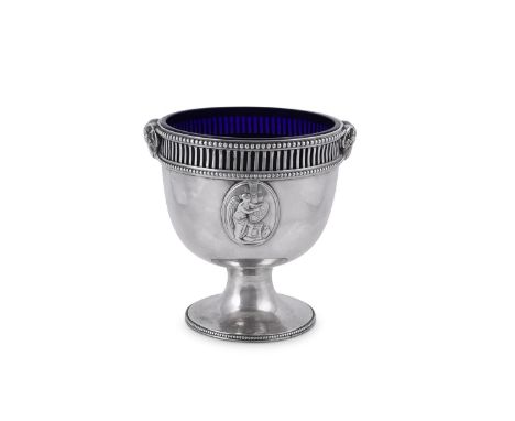 A GEORGE III SILVER SUGAR BASKET BY ANDREW FOGELBERG & STEPHEN GILBERTLONDON 1780With a beaded rim, a pierced gallery, twin r