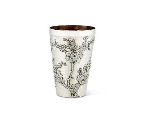 A CHINESE EXPORT SILVER LARGE STRAIGHT-TAPERED BEAKER BY WANG HING & CO.HONG KONG, CANTON & SHANGHAI (WH90, CHOP MARK)FL. CIR