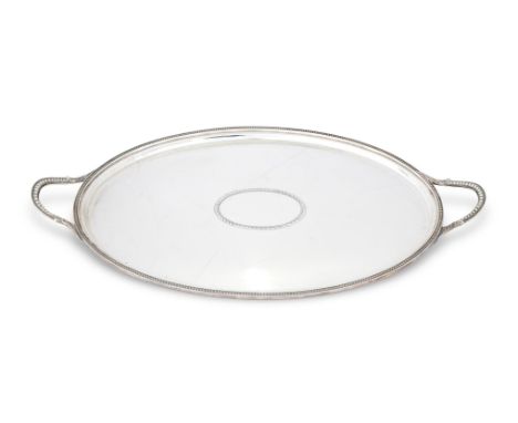 A SILVER TWIN HANDLED OVAL TRAY BY C. J. VANDER LTDLONDON 1977 (JUBILEE MARK)In late 18th century style, with beaded handles 