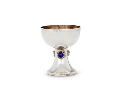 A SILVER PLAIN GOBLET APPLIED WITH AMETHYST CABOCHONS BY HARRODS STORES LTD (SIR RICHARD BURBRIDGE)LONDON 1915Stamped for Har