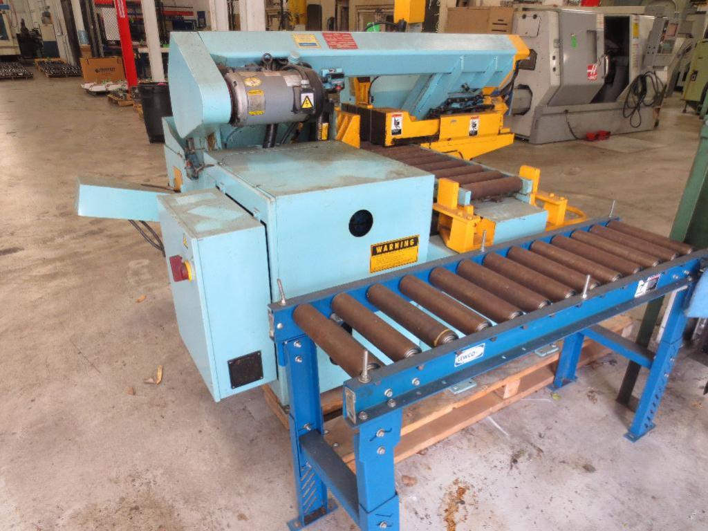 DoAll Band Saw, 45" x 15" Roller Feed Table Attached and 16" x 60