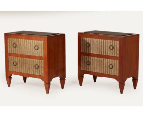 A PAIR OF SLATE TOPPED CHESTS OF DRAWERS
Marked Baker Furniture,
With two long fluted drawers, and ring handles
78.5cm high x