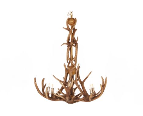 A TIMOTHY OULTON ANTLER SIX-LIGHT CHANDELIER (2)
Composed of intertwining deer antlers
92cm in diameter; 110cm tall
Condition