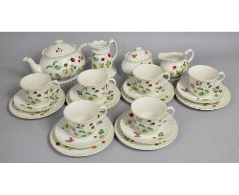 A James Kent Strawberry Pattern Tea Set to Comprise Six Cups, Six Saucers, Six Side Plates, Teapot, Jug, Sugar Bowl and Water