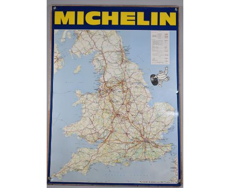 A Printed Metal Michelin Road Map, 63x86cm, Reproduction from 1972 Edition 