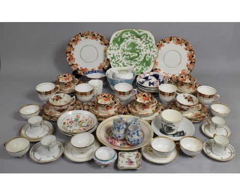 A Collection of Various Ceramics to Comprise Imari Teawares, Gilt and White Examples, Wileman Type Slop Bowl and Jug Etc, Con
