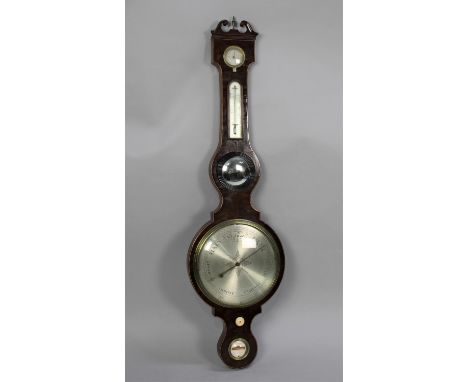 A 19th Century Mahogany String Inlaid Wall Barometer by A Donegan of Edinburgh with Swan Neck Cornice 