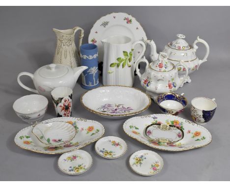 A Collection of Various 19th and 20th Century Ceramics to Comprise 19th Century Porcelain Floral Teapot and Lidded Sugar, Mou